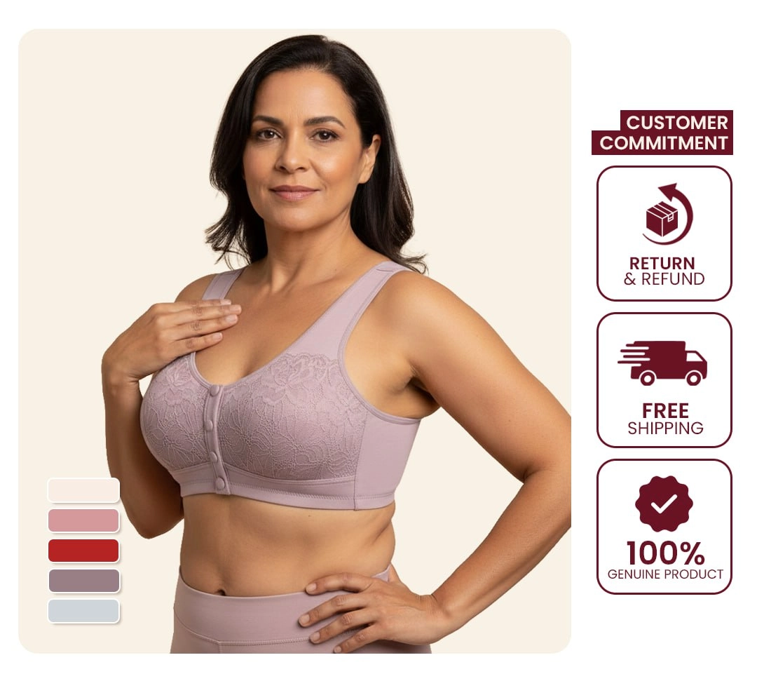 Bras for Women On Sale Woman's Solid Color Lace Front Buckle Elastic Style Plus Size Bra Without Underwire Women