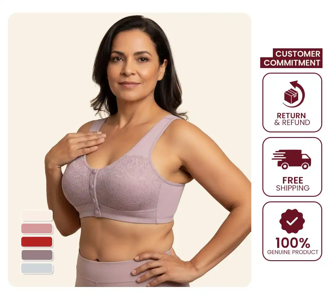 Bras for Women On Sale Woman's Solid Color Lace Front Buckle Elastic Style Plus Size Bra Without Underwire Women